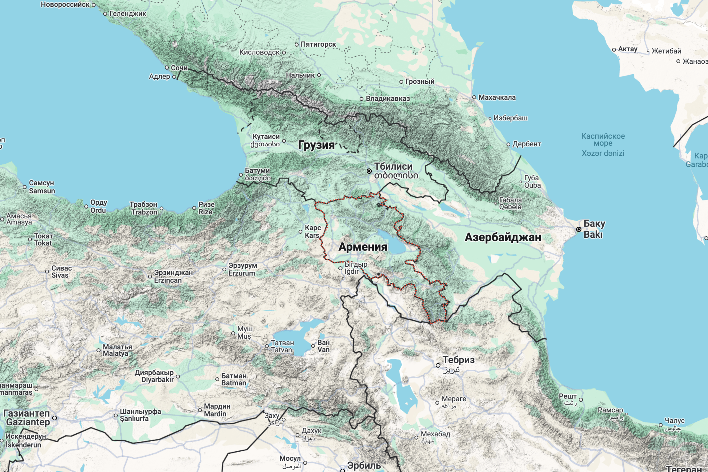 Армения на карте